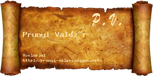 Prunyi Valér névjegykártya